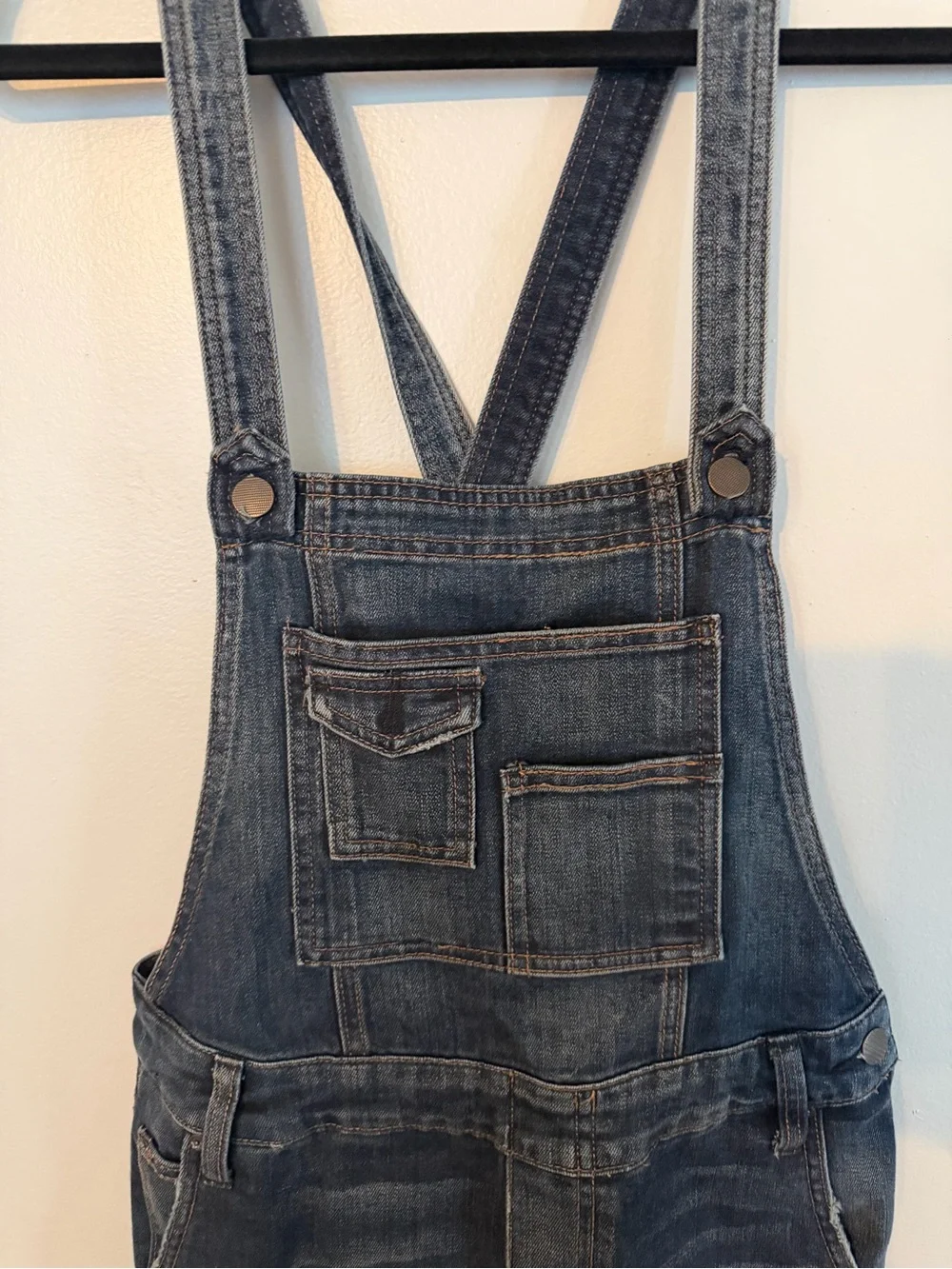 Free People Dark Washed Denim Overalls